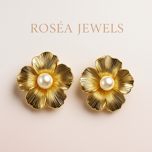Golden Bloom Pearl Studs